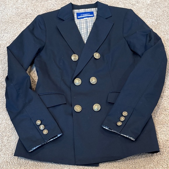 Burberry Jackets & Blazers - Burberry Blue Label Navy Double Breasted Blazer Gold Buttons Size 38 Lyocell